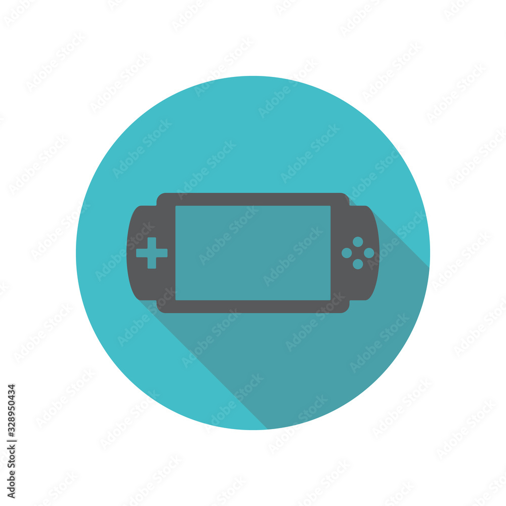 Poster handheld game console long shadow icon. simple thin line, outline vector of restaurant icons for ui 