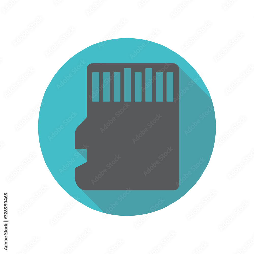 Aufkleber memory card long shadow icon. simple thin line, outline vector of restaurant icons for ui and ux, we
