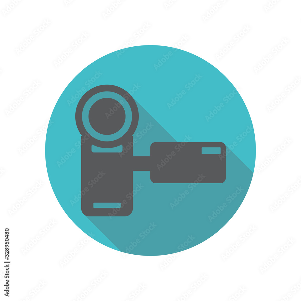 Poster digital video camera long shadow icon. simple thin line, outline vector of restaurant icons for ui a