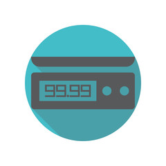 Electronic scales for products long shadow icon. Simple thin line, outline vector of restaurant icons for ui and ux, website or mobile application