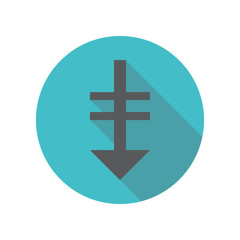 Obraz premium Down arrow long shadow icon. Simple thin line, outline vector of restaurant icons for ui and ux, website or mobile application