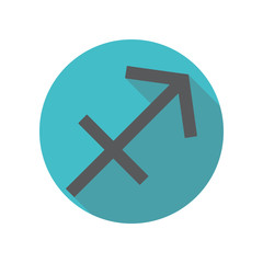 Sagittarius zodiac long shadow icon. Simple thin line, outline vector of restaurant icons for ui and ux, website or mobile application