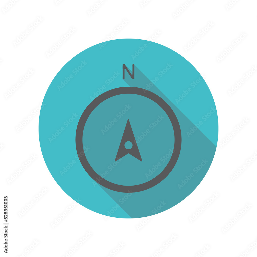 Poster compass long shadow icon. simple thin line, outline vector of restaurant icons for ui and ux, websit