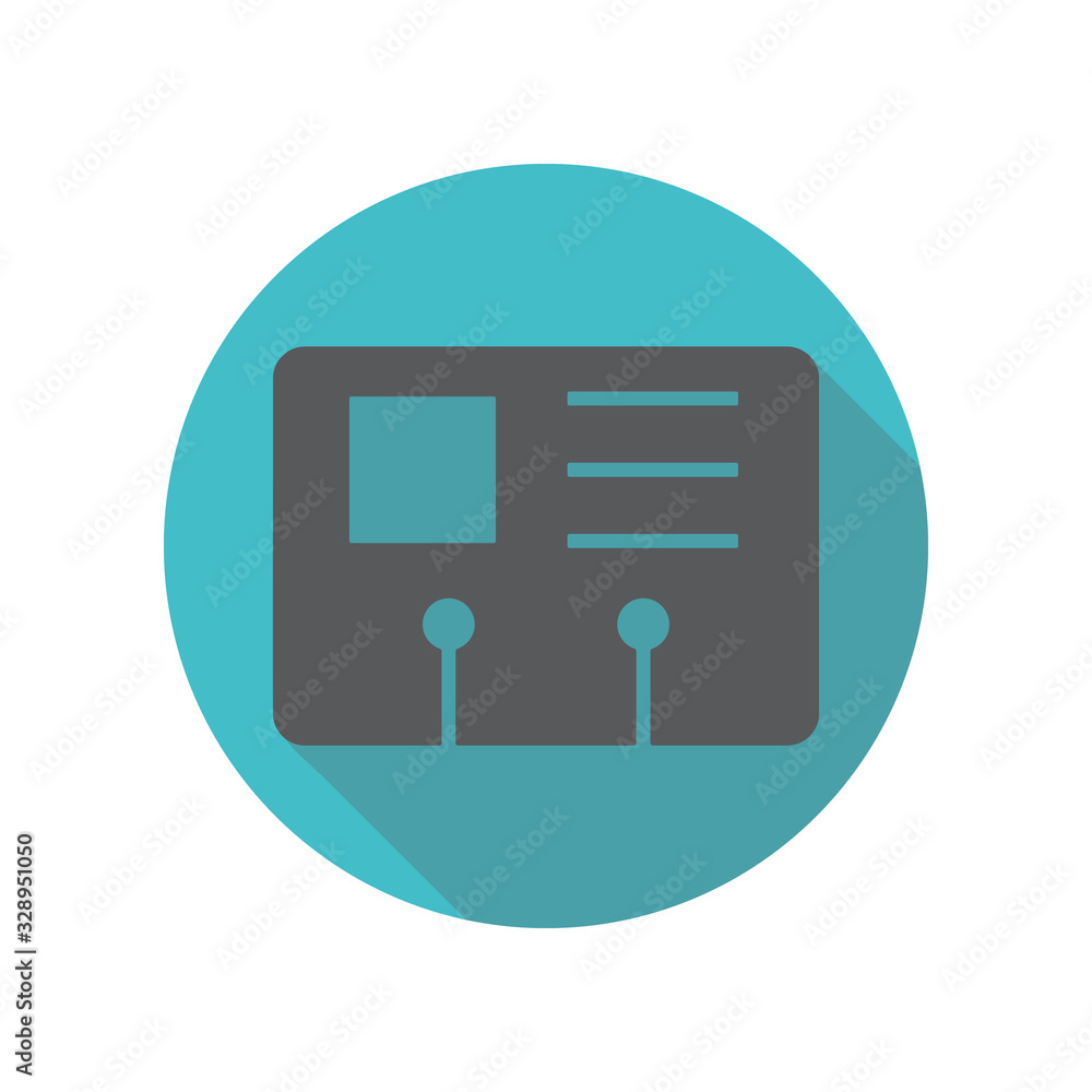 Poster identification card long shadow icon. simple thin line, outline vector of restaurant icons for ui an