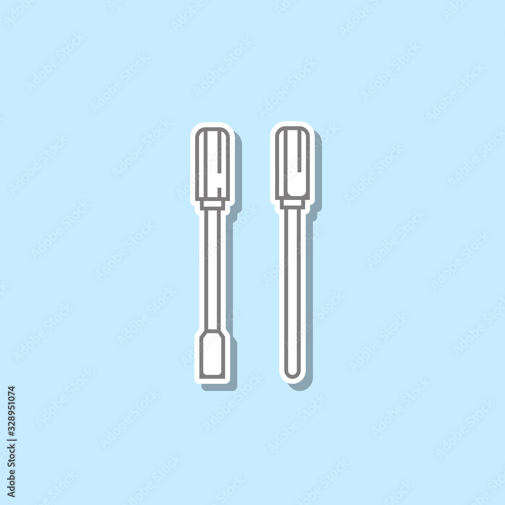 Poster screwdrivers sticker icon. simple thin line, outline vector of web icons for ui and ux, website or m