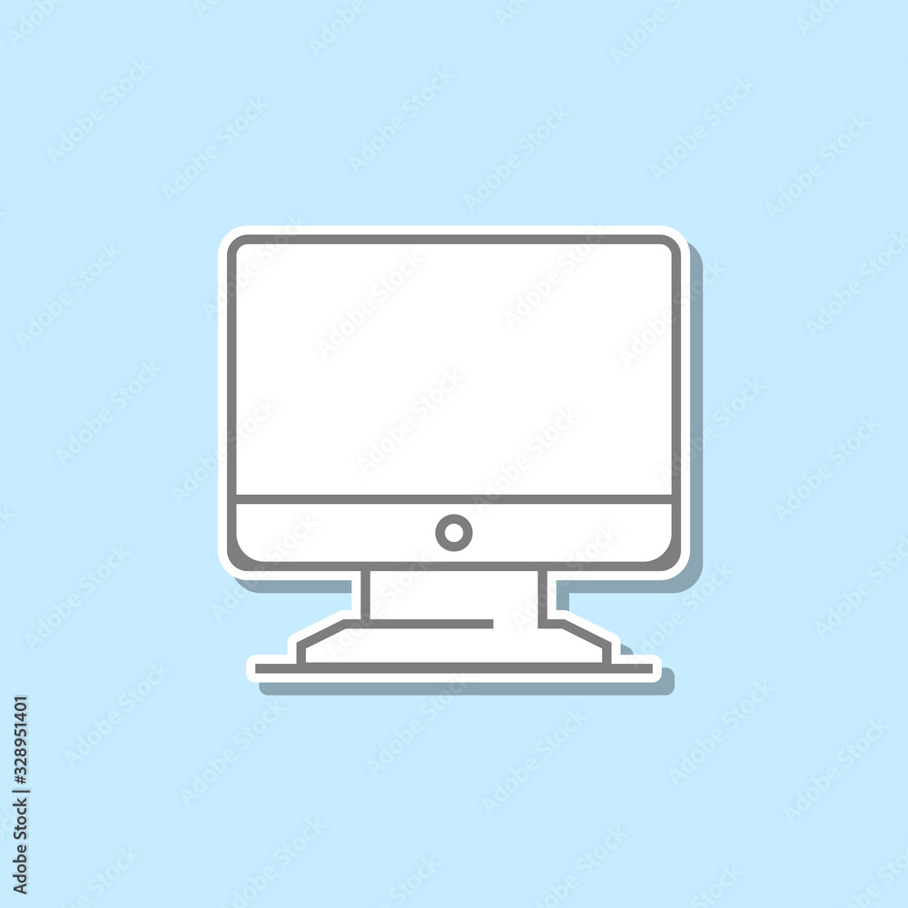 Poster computer monitor thin sticker icon. simple thin line, outline vector of web icons for ui and ux, web