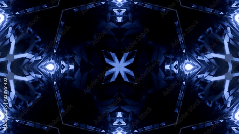 Wall mural abstract kaleidoscope style 3d render animation