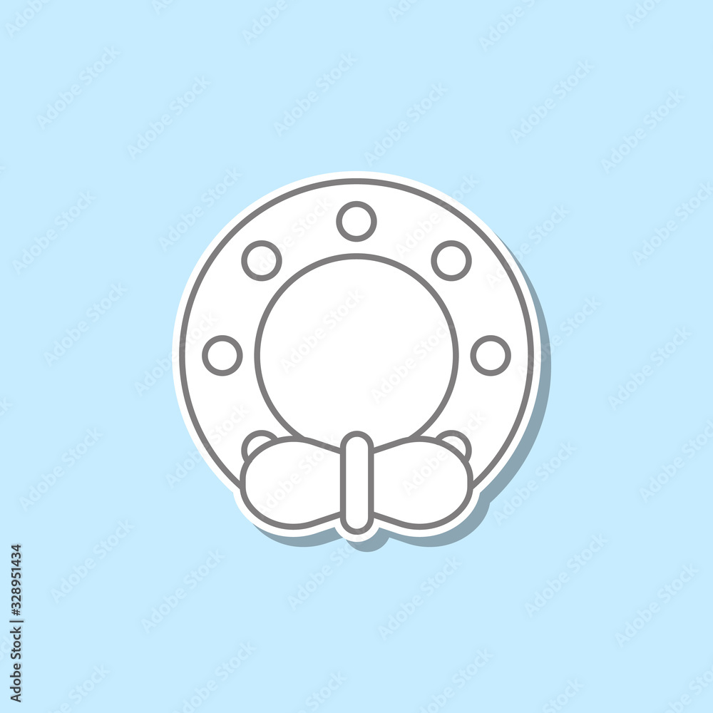 Poster christmas wreath sticker icon. simple thin line, outline vector of web icons for ui and ux, website 