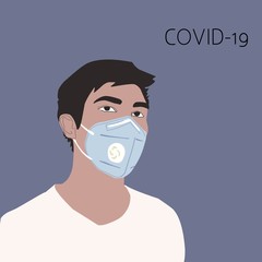 Man face in protection mask against coronavirus
