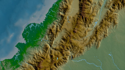 Cauca, Colombia - outlined. Physical