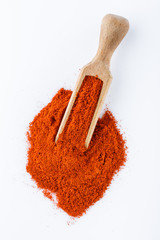 fragrant ground paprika on a white acrylic background