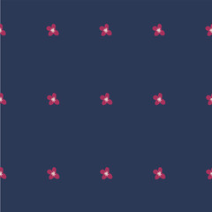 Repeat flower Pattern. Navy Blue background. Pink simple Flowers. Seamless floral pattern. Stylish repeating texture. Repeating texture. 