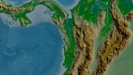 Chocó, Colombia - outlined. Physical