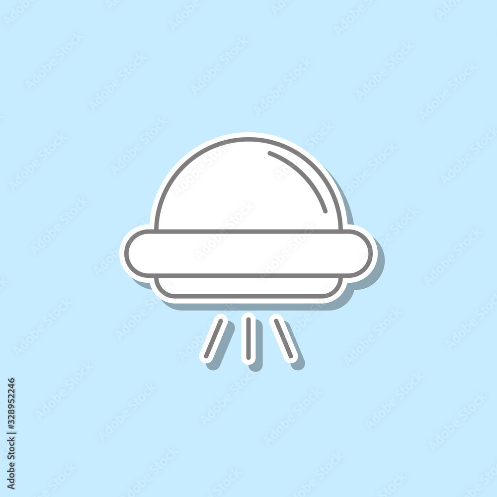 Poster space aliens. ufo sticker icon. simple thin line, outline vector of web icons for ui and ux, website