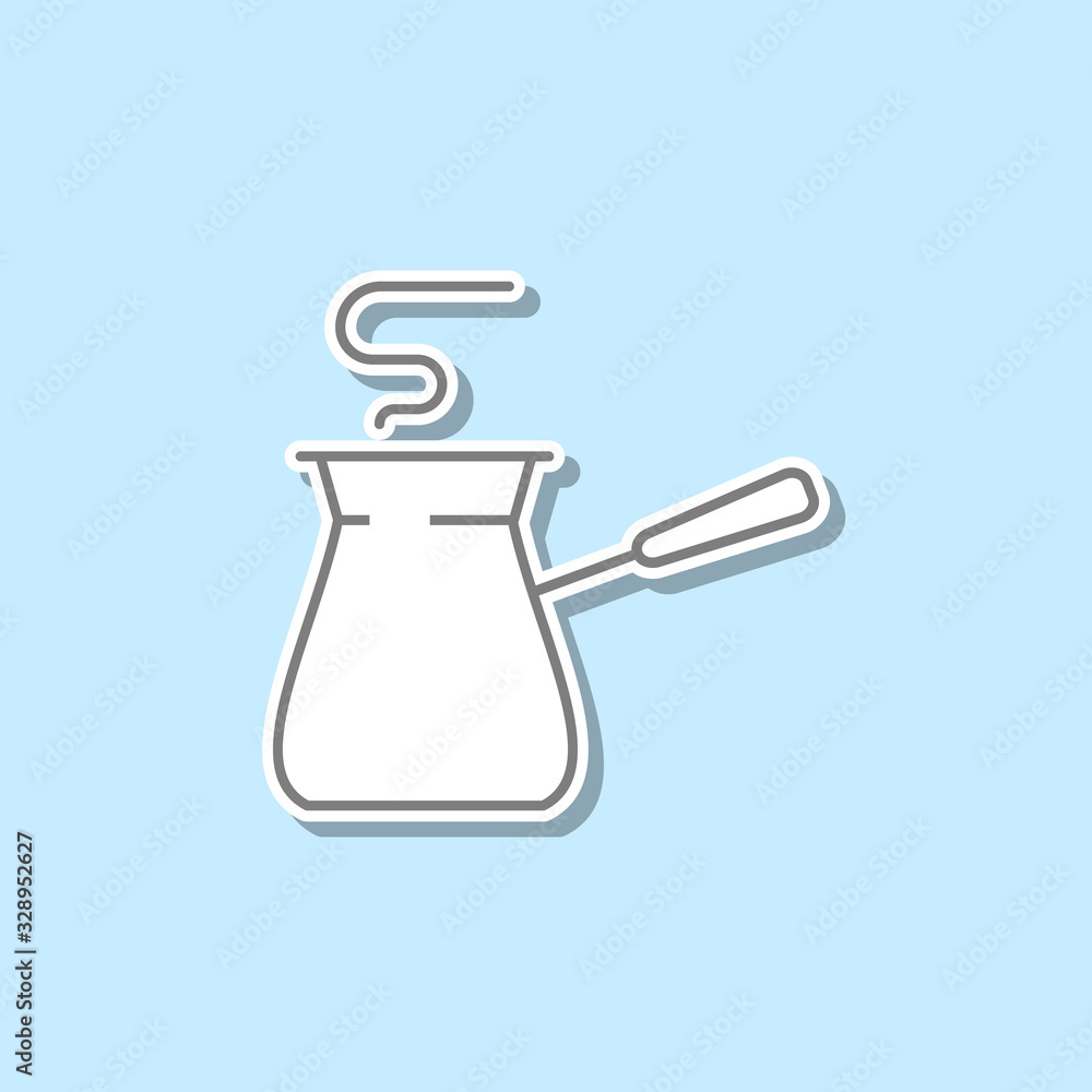Poster turkish coffee pot sticker icon. simple thin line, outline vector of web icons for ui and ux, websit