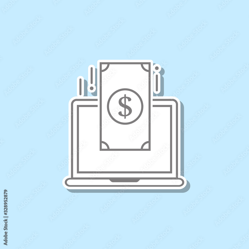 Poster virtual money sticker icon. simple thin line, outline vector of web icons for ui and ux, website or 