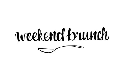weekend brunch - hand written sign for menu in restaurant, cafe, bar, fast food place. Vector stock font isolated on white background. EPS10