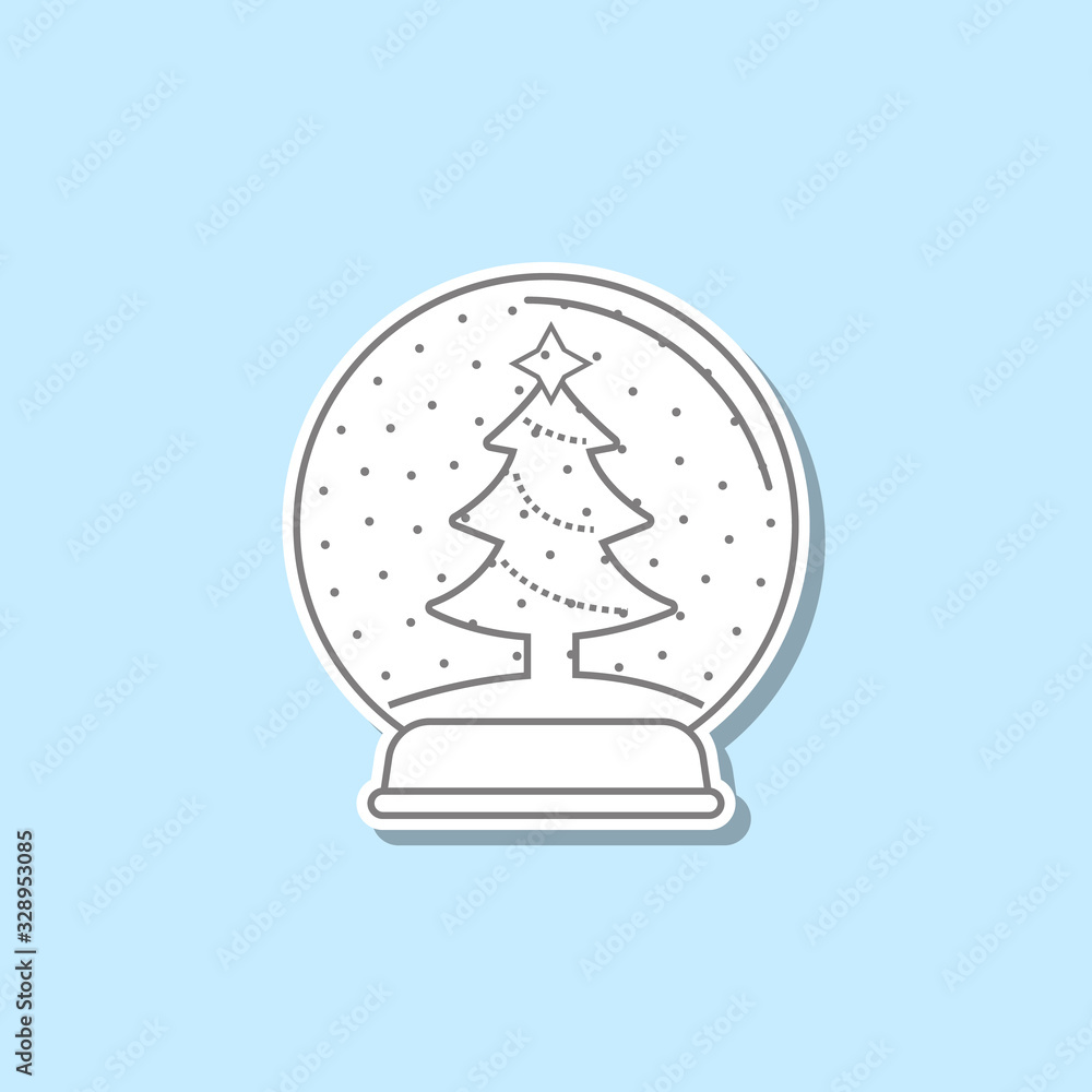 Poster christmas ball with a christmas tree sticker icon. simple thin line, outline vector of web icons for