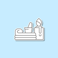 Shaving accessories sticker icon. Simple thin line, outline vector of web icons for ui and ux, website or mobile application