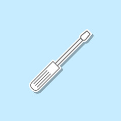 Screwdriver sticker icon. Simple thin line, outline vector of web icons for ui and ux, website or mobile application