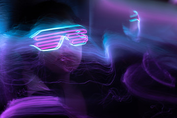 freezlight portrait, new art direction, long exposure photo without photoshop, light drawing at...