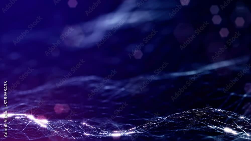 Aufkleber looped blue animated abstract sci-fi background with wavy glow particles like micro world, cosmic sp