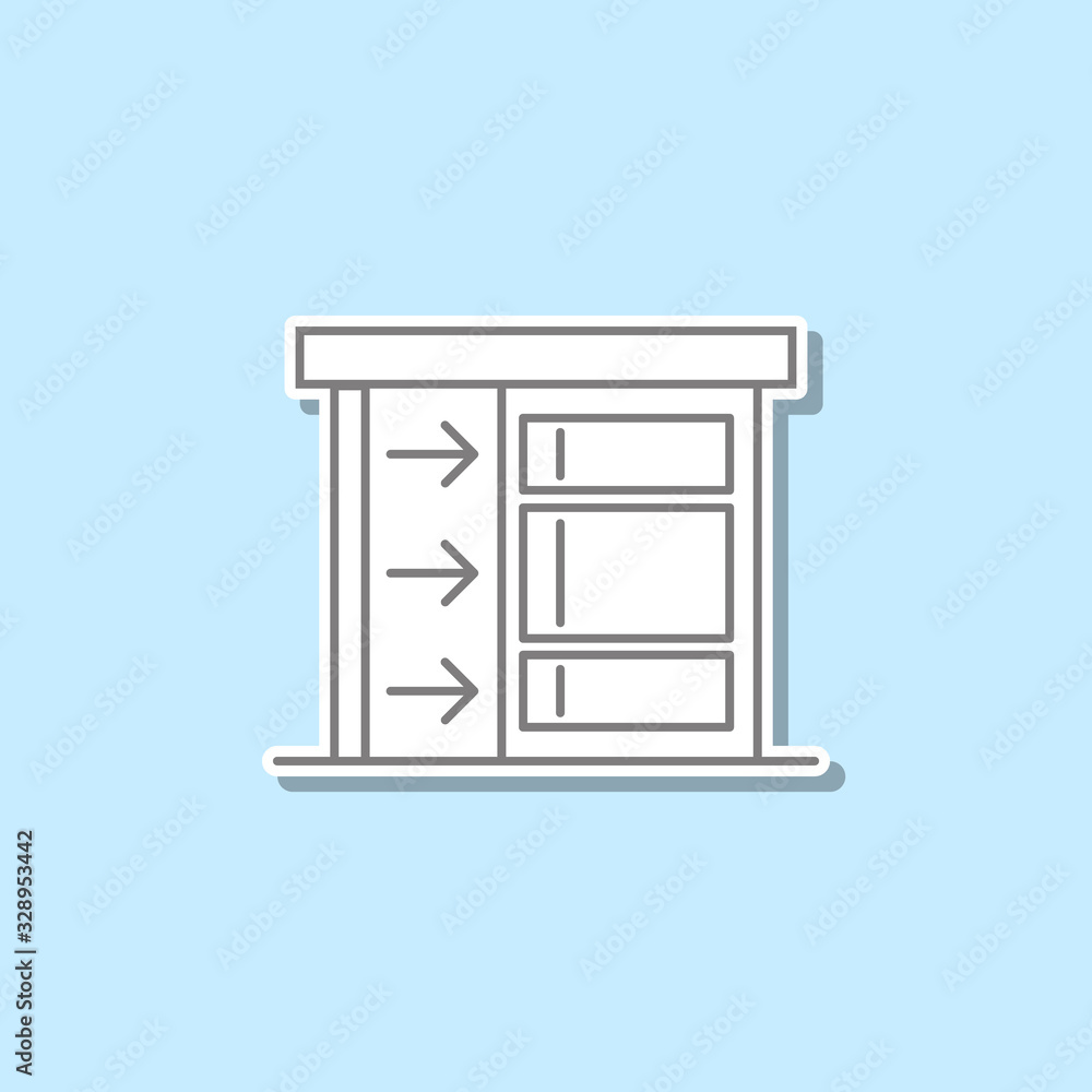 Poster cabinet with an open door sticker icon. simple thin line, outline vector of web icons for ui and ux,