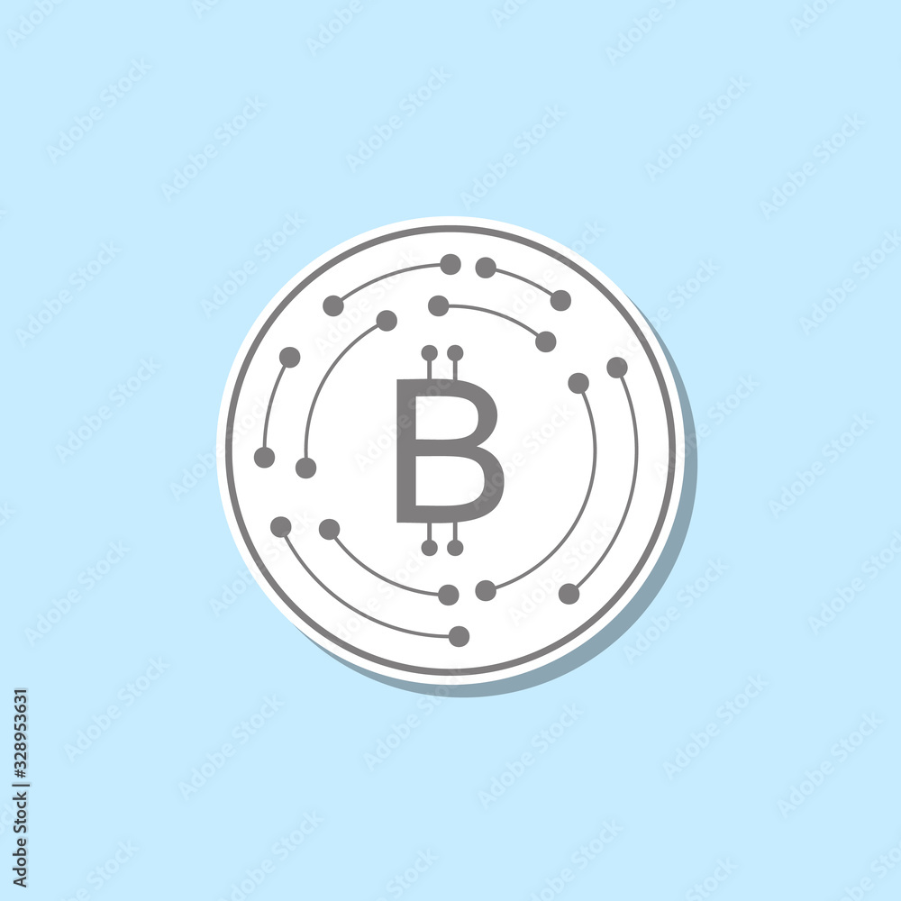 Poster crypto-currency sticker icon. simple thin line, outline vector of web icons for ui and ux, website o