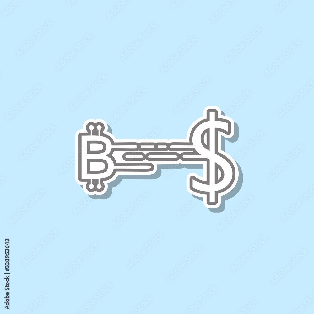Poster financial transaction with crepto-currency sticker icon. simple thin line, outline vector of web ico
