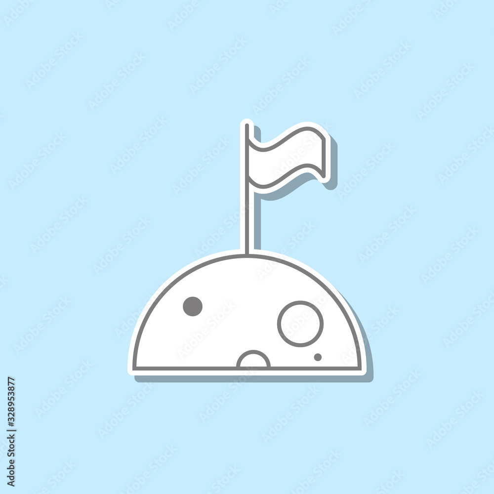 Poster flag on the moon sticker icon. simple thin line, outline vector of web icons for ui and ux, website 