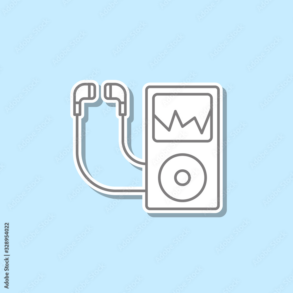Poster music player sticker icon. simple thin line, outline vector of web icons for ui and ux, website or m