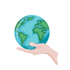 Hand holding our mother earth	 vector