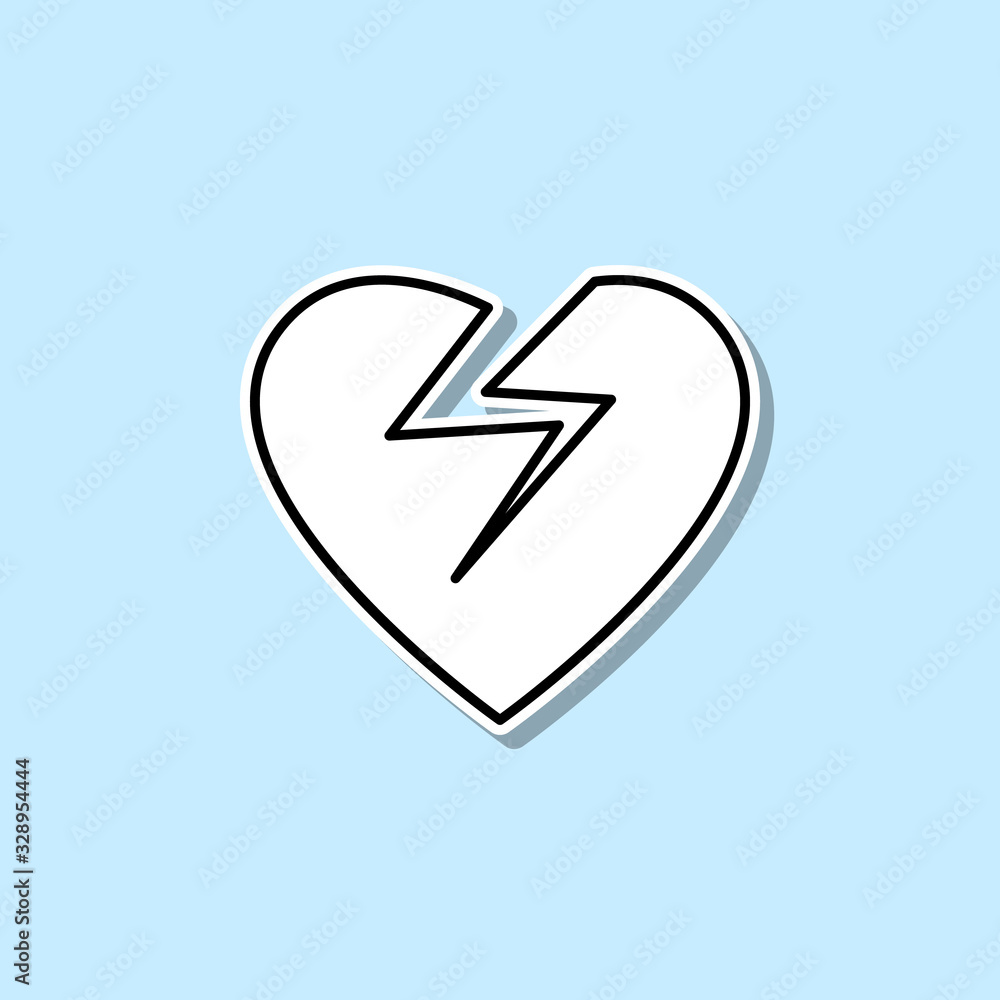 Poster broken heart sticker icon. simple thin line, outline vector of web icons for ui and ux, website or m
