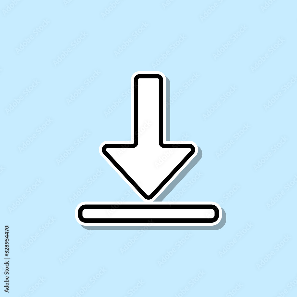 Poster download symbol sticker icon. simple thin line, outline vector of web icons for ui and ux, website o