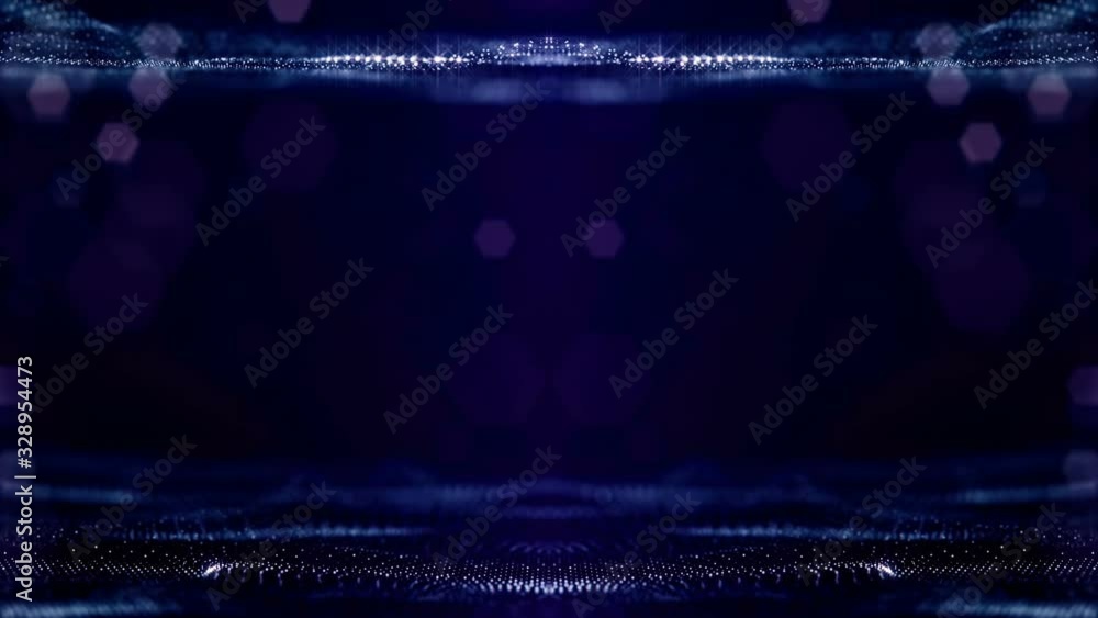 Aufkleber looped blue animated abstract sci-fi background with wavy glow particles like micro world, cosmic sp