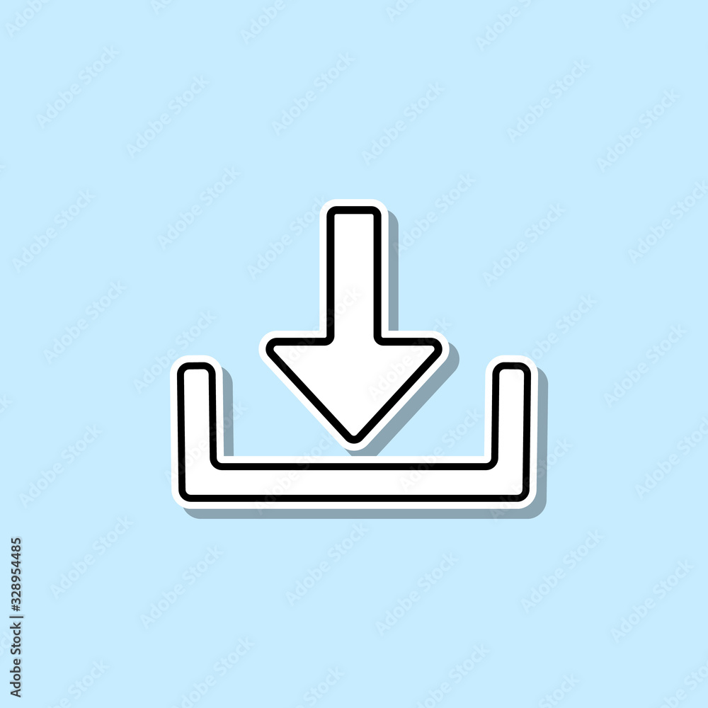 Poster download symbol sticker icon. simple thin line, outline vector of web icons for ui and ux, website o