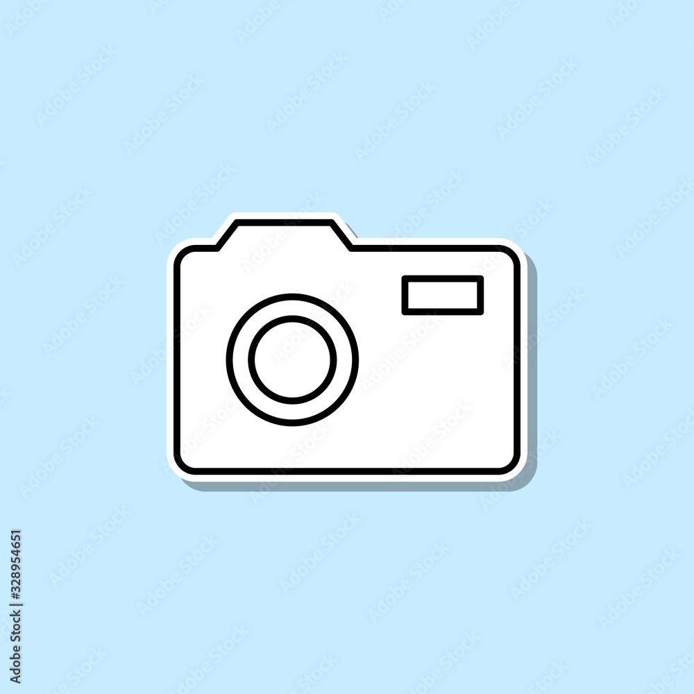 Poster camera sticker icon. simple thin line, outline vector of web icons for ui and ux, website or mobile 