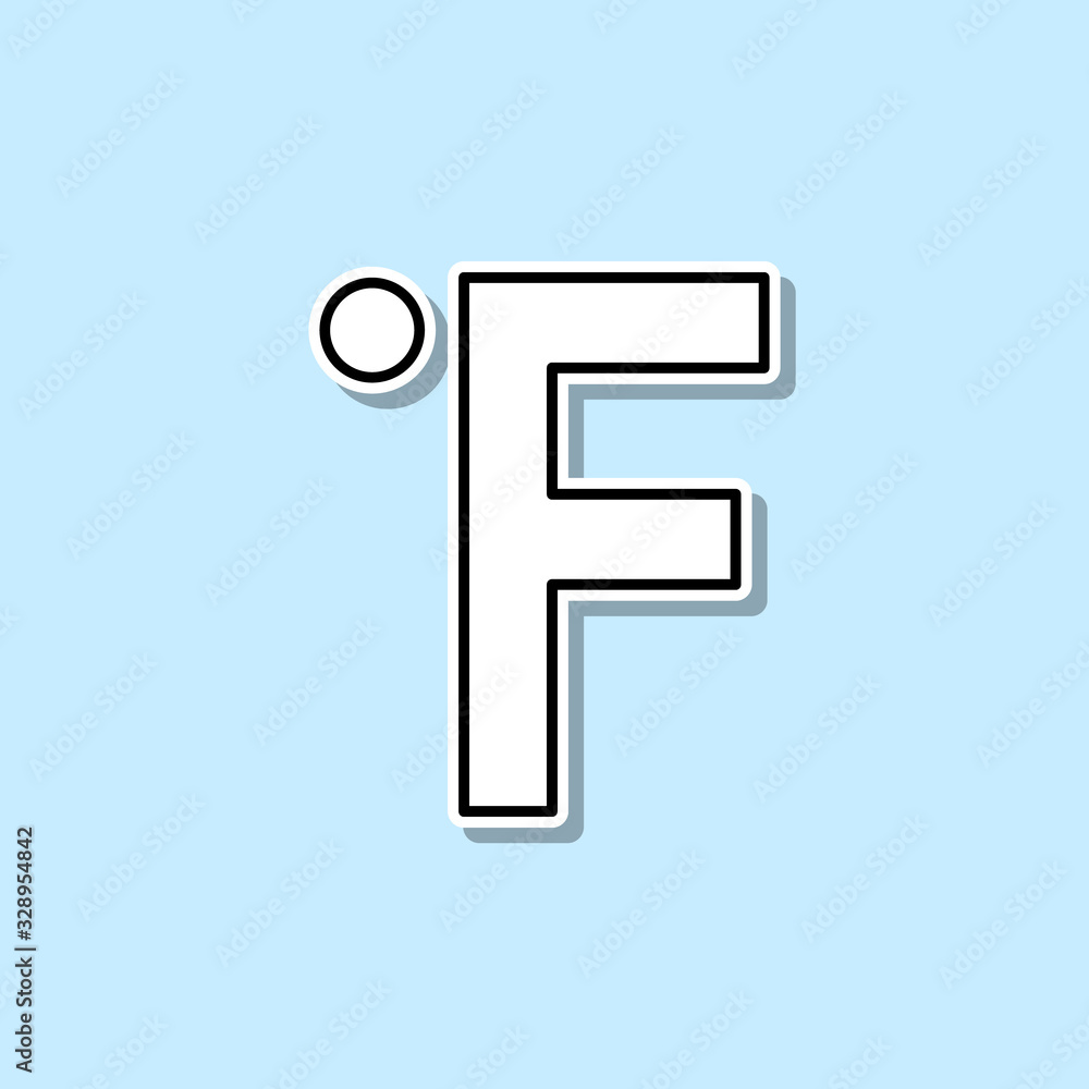 Poster fahrenheit sign sticker icon. simple thin line, outline vector of web icons for ui and ux, website o