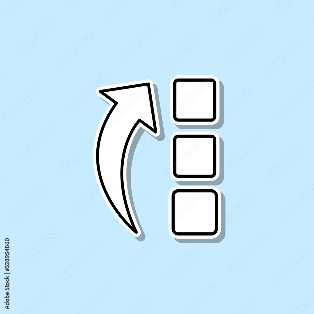 Poster growing arrow and squares sticker icon. simple thin line, outline vector of web icons for ui and ux,