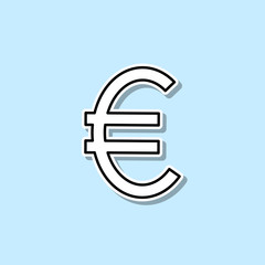 Euro sign sticker icon. Simple thin line, outline vector of web icons for ui and ux, website or mobile application