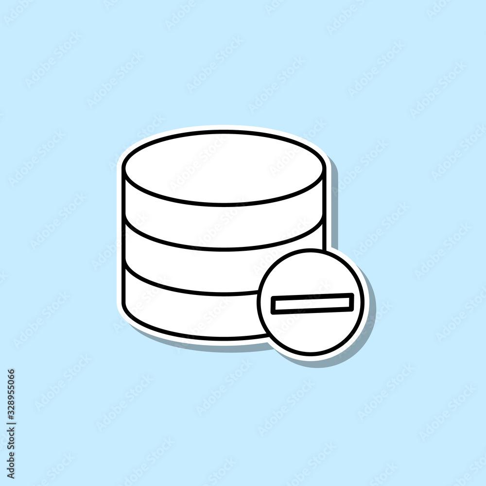 Poster collected coins with minus sign sticker icon. simple thin line, outline vector of web icons for ui a
