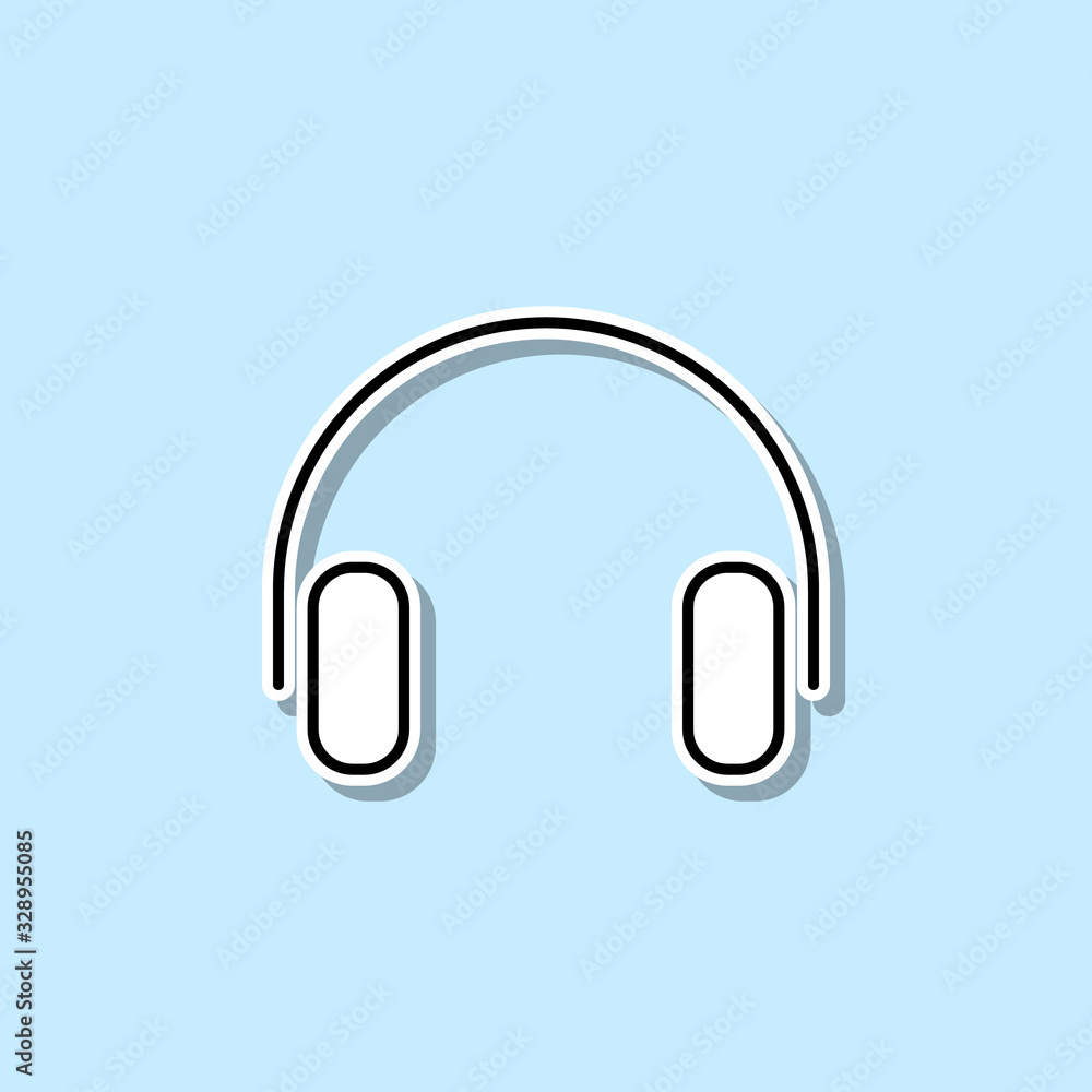 Poster headphones sticker icon. simple thin line, outline vector of web icons for ui and ux, website or mob