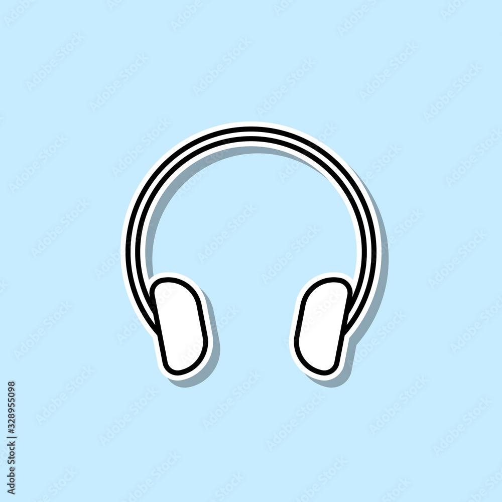 Poster headphones sticker icon. simple thin line, outline vector of web icons for ui and ux, website or mob