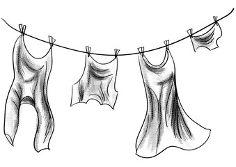  Clothes hanging on a rope