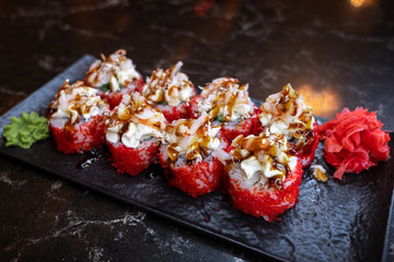 beautiful bright sushi.lots of sushi