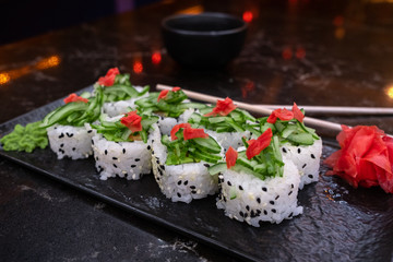 beautiful bright sushi.lots of sushi