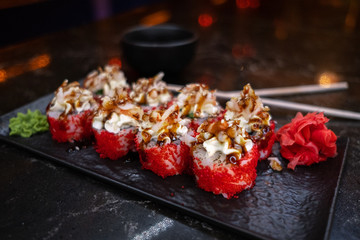 beautiful bright sushi.lots of sushi