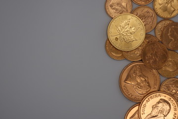 Gold coins of the Sovereign and Krugerrand