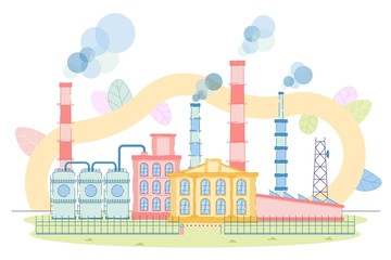Naklejka premium Industrial Zone with Factory Plant Building Design