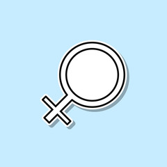 Sign of a woman sticker icon. Simple thin line, outline vector of web icons for ui and ux, website or mobile application